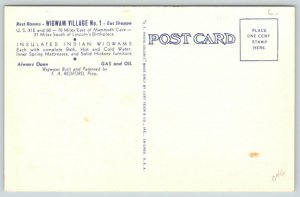  Kentucky Horse Cave Wigwam #1 Motel Gas Station 1936 Curt Teich Postcard