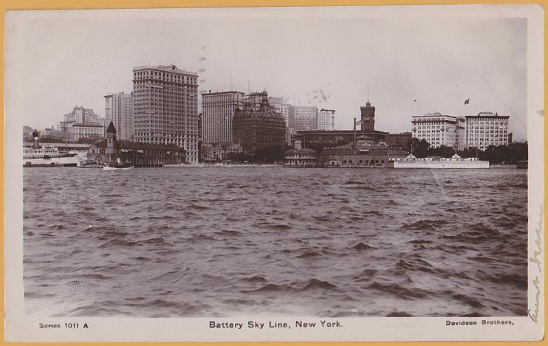 RPPC-New York City, Battery Sky Line, Davidson Brothers Photo-1908