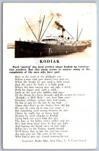 K44/ Interesting RPPC Postcard c1940 Kodiak U.S. Coast Guard Ship Poem 34
