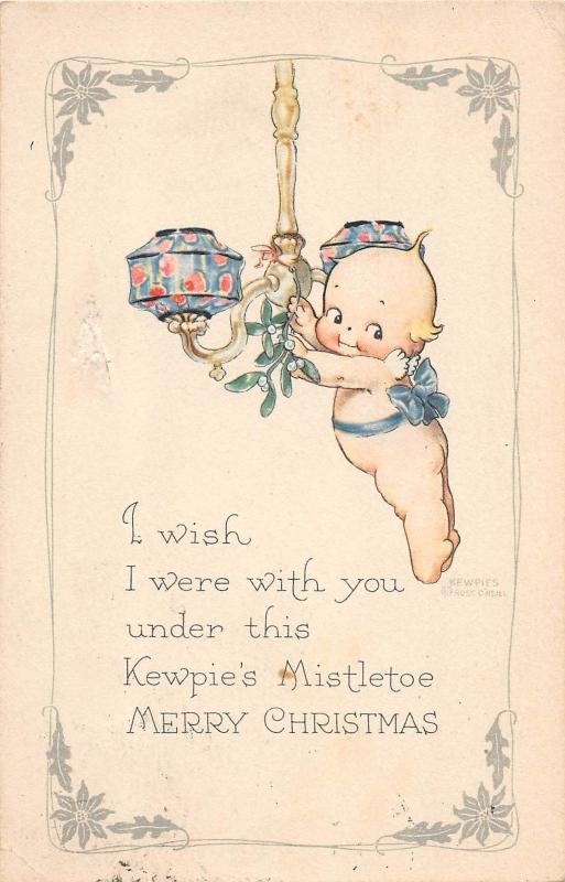 B73/ Kewpie Rose O'Neill Artist Signed Postcard 1924 Merry Christmas Fancy 6