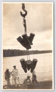 Dangerous Ordnance 8 Shells Loading on Board USS Brooklyn~US Navy Officer~Photo