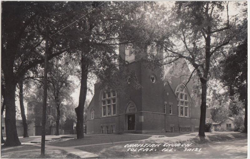 Illinois Il Real Photo RPPC Postcard c1950 COLFAX Christian Church