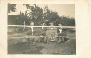 C-1910  Four Fun Men Tennis Group Photo RPPC Photo Postcard 12197