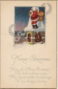 Santa Claus Watching from Church Bell Tower w Binoculars, Christmas, Xmas 1923
