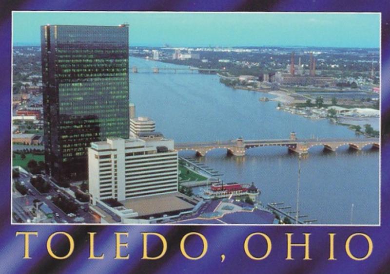 Ohio Toledo Aerial View Showing Drawbridges Over Maumee River