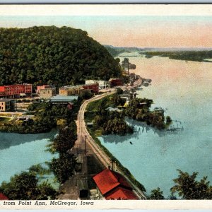 1912 McGregor, IA Birds Eye Railway Depot Downtown North Scene Point Ann PC A248