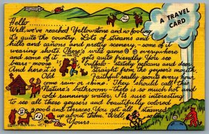 Postcard Yellowstone WY c1948 Travel Card Vacation Message Curt Teich A