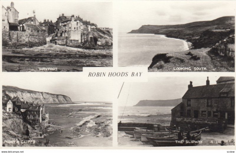 RP: ROBIN HOOD'S BAY , England , 1910-30s ; 4 view postcard