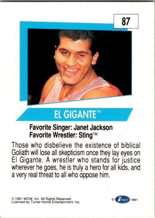 1991 WCW Wrestling Card El Gigante sk21152