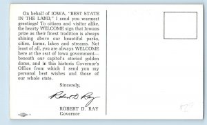 Iowa Postcard Best State Land Robert D Ray Political Advertisement c1940 Vintage