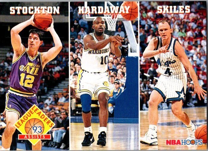 1993 Nab Basketball Card Assists Leaders Stockton Hardaway Skiles sk20205