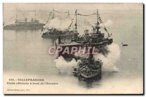 Old Postcard Villefranche Official Visit on Board of L & # 39Escadre Charter