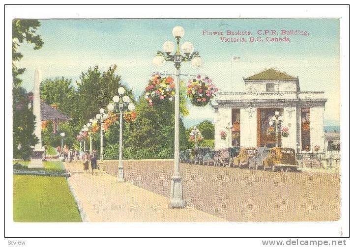 Flower Baskets, C. P. R. Building, Victoria, British Columbia, Canada, 1900-1...