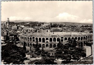 Vintage RPPC Panorama View & Roman Arena Amphitheatre Of Verona Italy