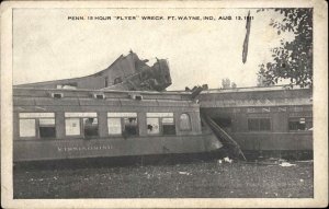 Ft. Wayne IN Penn RR Train Wreck 1911 Postcard