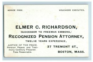 1880's Elmer C. Richardson Justice Of The Peace Trade Card F57