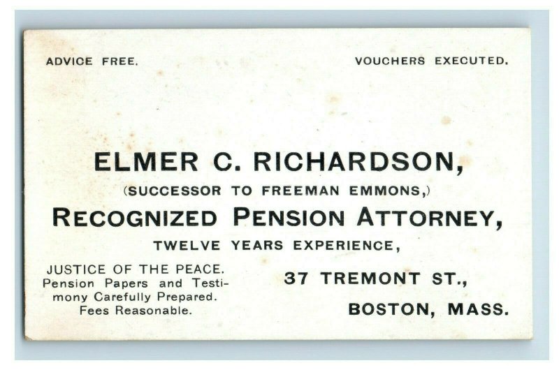1880's Elmer C. Richardson Justice Of The Peace Trade Card F57 