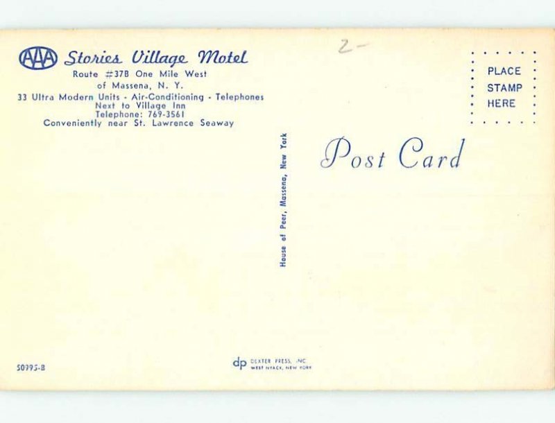 Pre-1980 MOTEL SCENE Massena - Near Cornwall New York NY AD8929