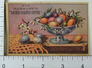 1870's-80's Barkley's Coffee Colored Easter Eggs & Flowers Image Fabulous! F97