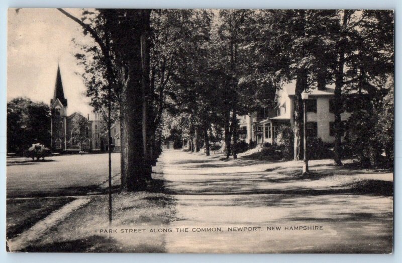 Newport New Hampshire Postcard Park Street Common c1940 Artvue Vintage Antique