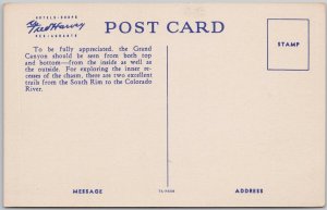 Vintage Kaibab Trail Grand Canyon National Park Arizona Lithograph Postcard H81