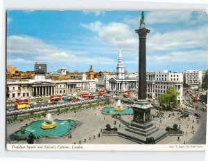 Postcard Trafalgar Square & Nelson's Column London England