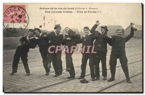 Old Postcard Boat War Sailors A joyful live the fleet