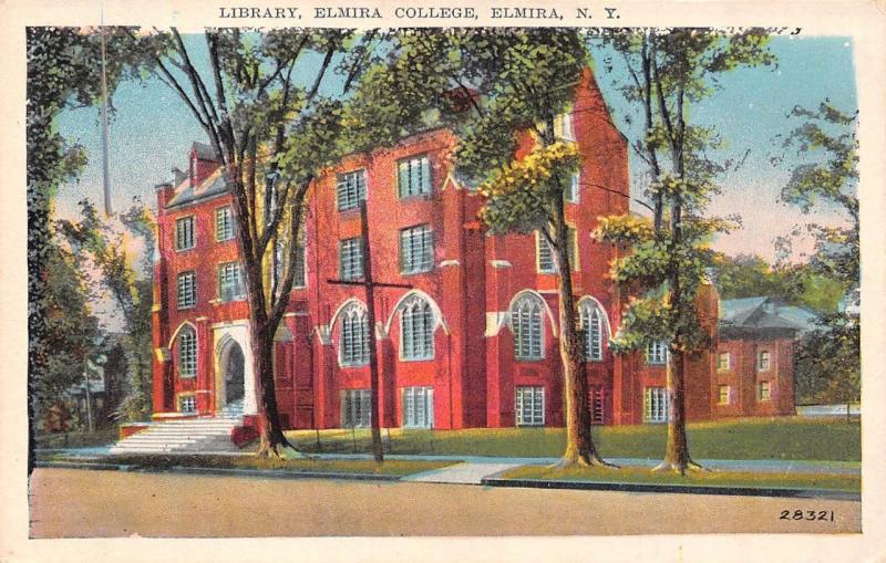 ELMIRA, NY  New York   ELMIRA COLLEGE Library  Chemung County   c1920's Postcard