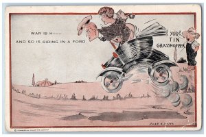 Cobb Shinn Artist Signed Postcard Anti Ford Car Comic Humor Grasshopper c1910's