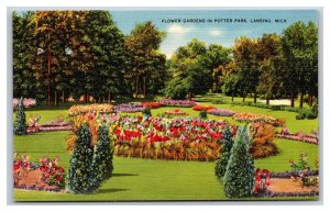 Flower Gardens at Potter Park Lansing Michigan MI UNP Linen Postcard S13