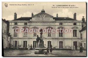 Postcard Old Longjumeau S and O City Hall and monument Adolphe Adam