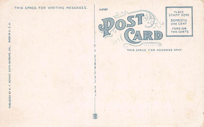 Post Office, Santa Barbara, California,  Early Postcard, Unused