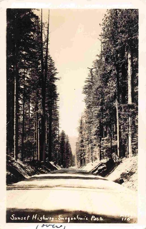 Sunset Highway Snoqualmie Pass Washington RPPC Real Photo postcard