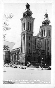 RPPC, Spokane WA Washington  OUR LADY OF LOURDES CATHEDRAL 1947 Photo Postcard