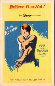 Charly Romahn Rubber Arm Odditorium Freak Ripley's NY World's Fair 1940 Postcard