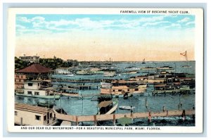 c1930's Farewell View Of Biscayne Yacht Club Municipal Park Miami FL Postcard