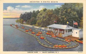 Skooter U-Drive Boats Lake Lenape Mays Landing New Jersey linen postcard