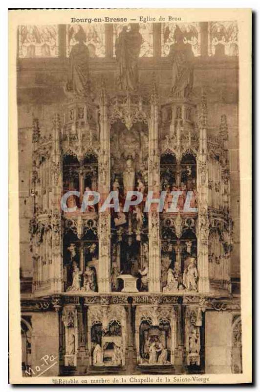 Old Postcard Bourg en Bresse Brou Church Marble altarpiece of the Chapel of t...