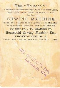 Household Sewing Machine Co. Providence RI Trade Card