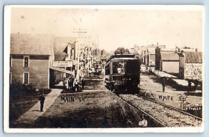 White SD Postcard RPPC Photo Main Street Trolley Slack Fantasy Lumber 1912