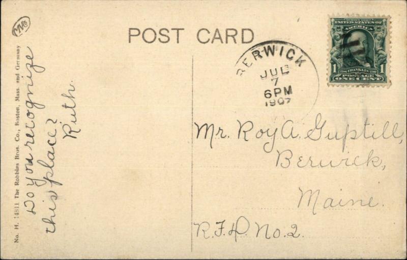 Berwick ME Salmon Falls River From Bridge RR Train c1910 Postcard