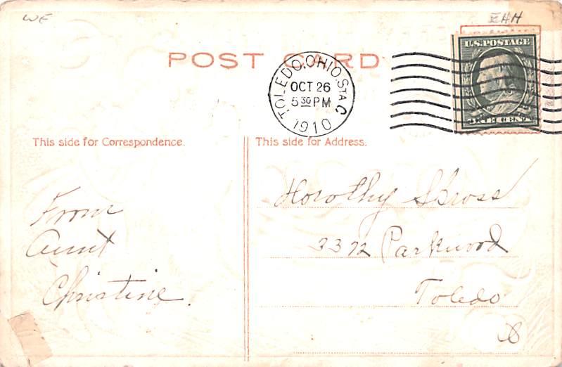 Halloween Post Card Old Vintage Antique 1910