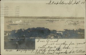 Tompkinsville Staten Island NY Warships Battleships c1905 Real Photo Postcard