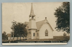 MOVILLE IA CONGREGATIONAL CHURCH ANTIQUE REAL PHOTO POSTCARD RPPC