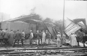 RPPC Milwaukee, WI 1911 Train Wreck Railroad Buell c1940s Vintage Photo Postcard