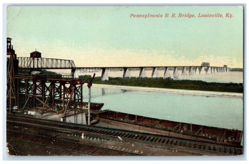 c1910 Pennsylvania Railroad Bridge Louisville Kentucky Vintage Antique Postcard