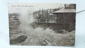 Storm Surge West End Morecambe Lancashire Vintage National Series Postcard 1918