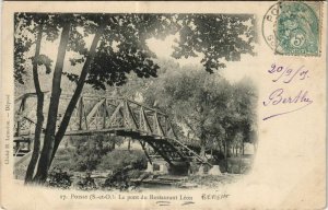 CPA POISSY Le Pont du Restaurant Léon (806451)