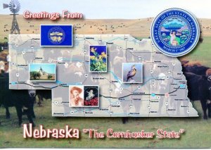 NE:  NEBRASKA THE CORNHUSKER STATE MAP POSTCARD