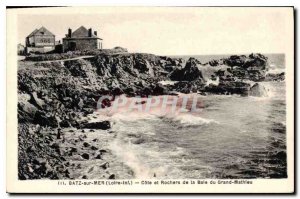 Old Postcard Batz sur Mer Loire and Art Rocks Bay Grand Mathieu